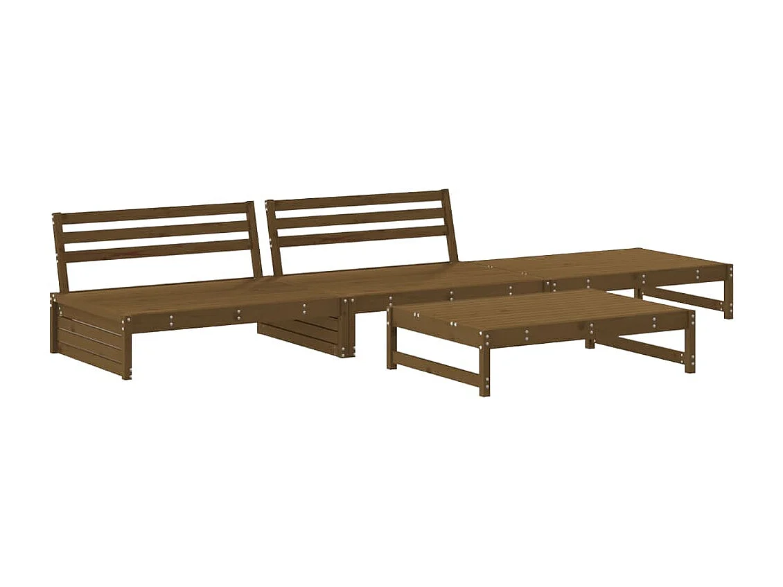 4-tlg. Garten-Lounge-Set Honigbraun Massivholz Kiefer