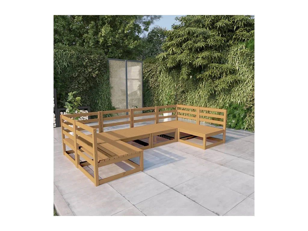 Set Divani da Giardino 6 pz in Legno Massello di Pino