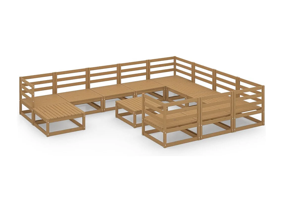 12-tlg. Garten-Lounge-Set Massivholz Kiefer