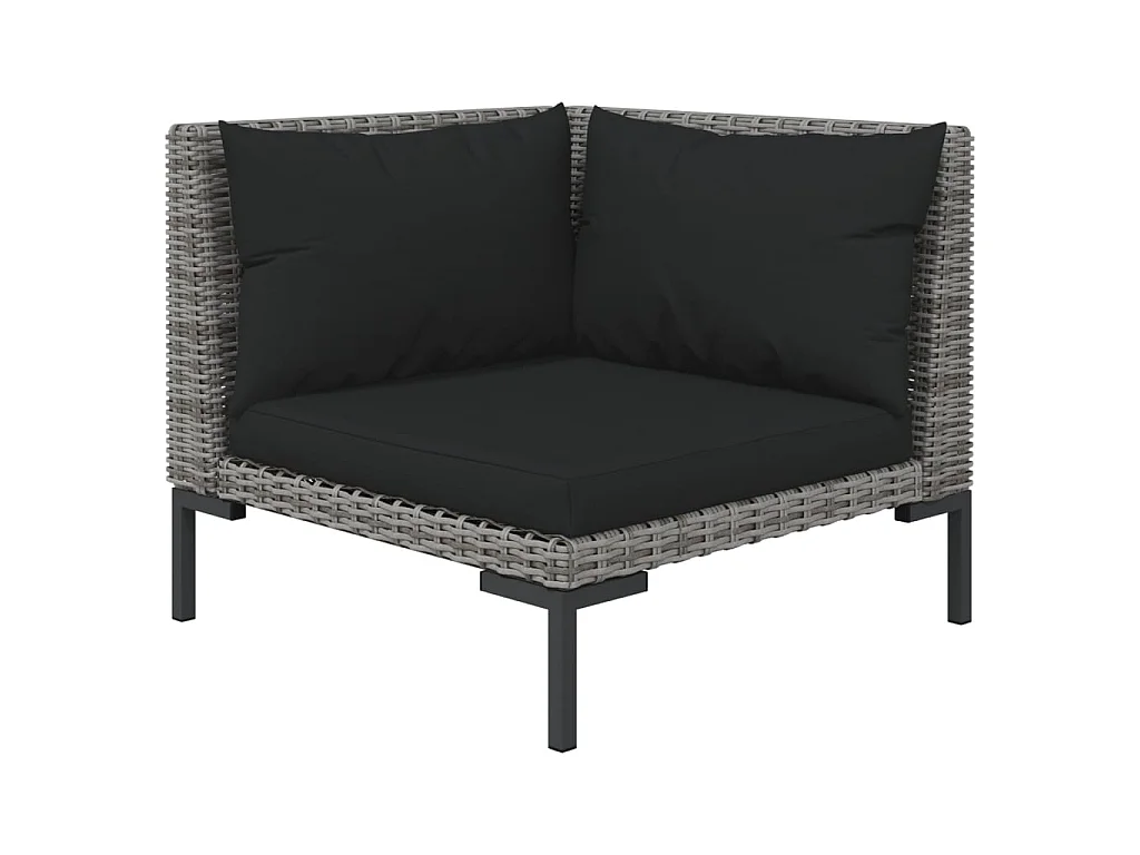 8-tlg. Garten-Lounge-Set mit Kissen Poly Rattan Dunkelgrau