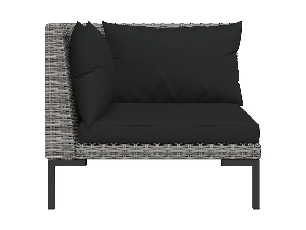 8-tlg. Garten-Lounge-Set mit Kissen Poly Rattan Dunkelgrau
