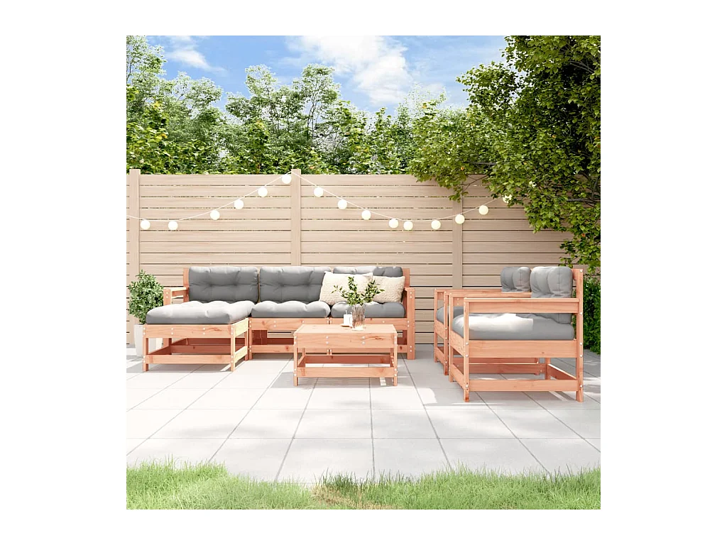 Salon de jardin 7 pcs bois massif douglas