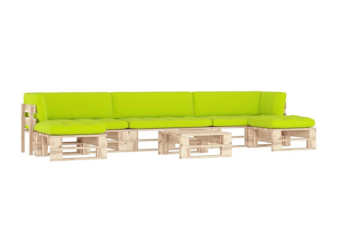 Salon de jardin palette 6pcs avec coussins Bois de pin imprégné