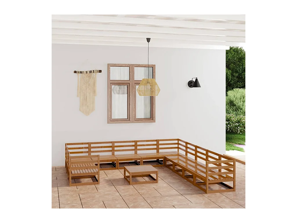 12-delige Loungeset massief grenenhout