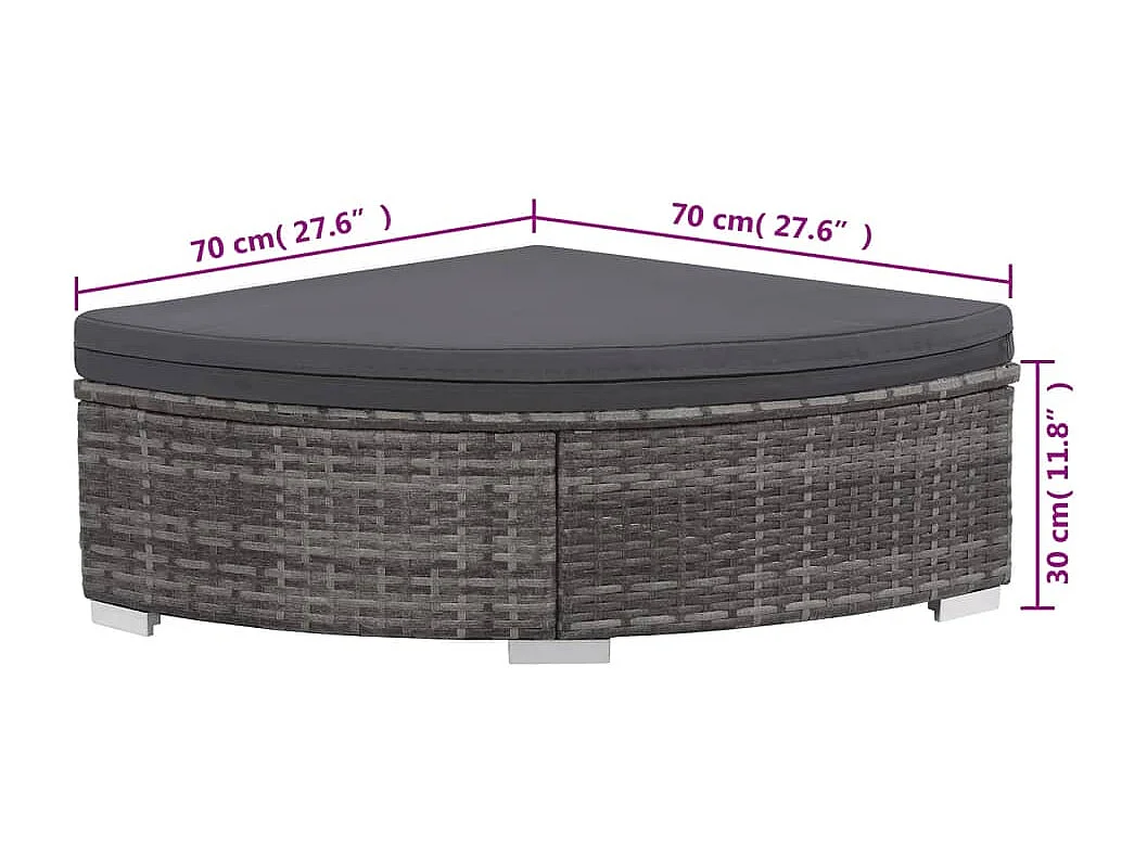Set da Giardino 6 pz con Cuscini in Polyrattan Grigio