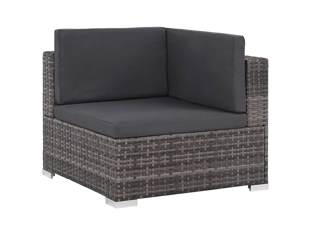 6-tlg. Garten-Lounge-Set mit Kissen Poly Rattan Grau