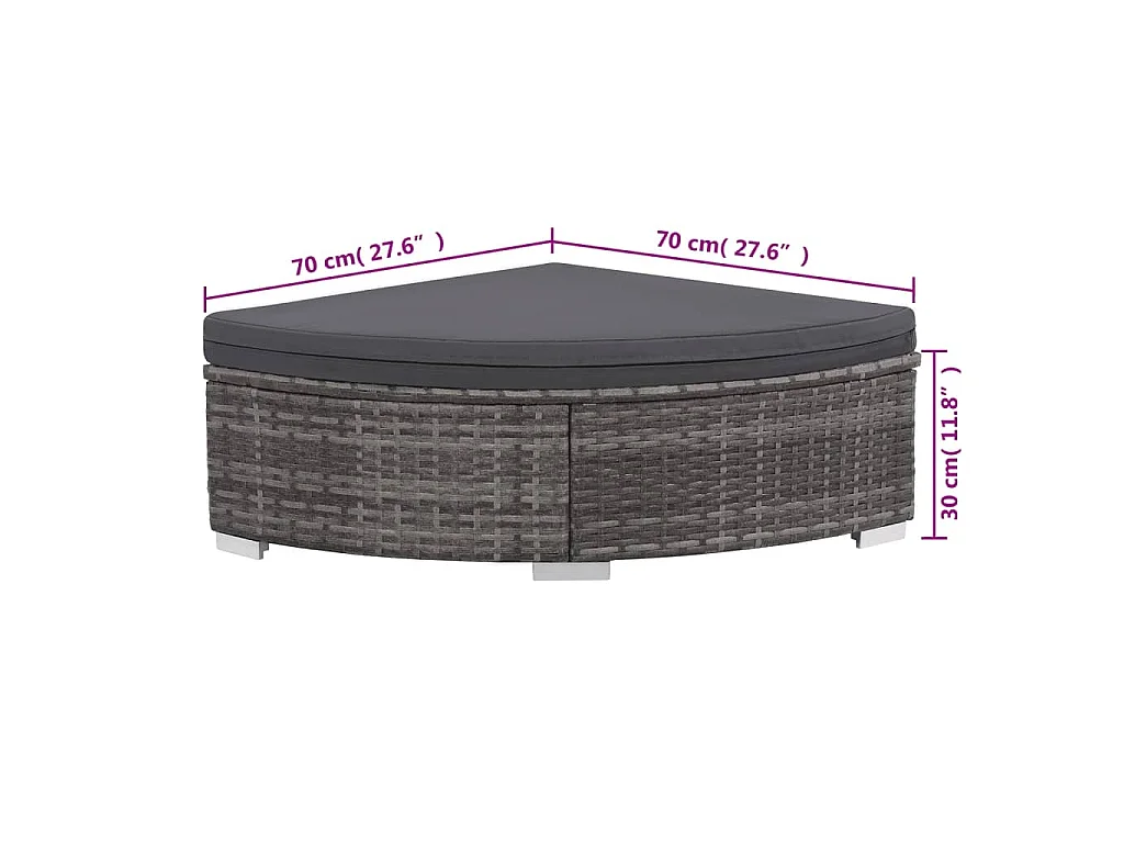 6-tlg. Garten-Lounge-Set mit Kissen Poly Rattan Grau