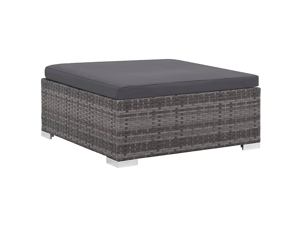 6-tlg. Garten-Lounge-Set mit Kissen Poly Rattan Grau