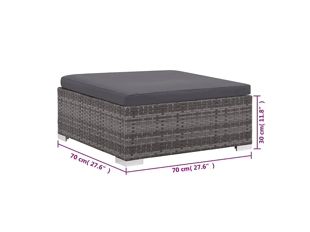 6-tlg. Garten-Lounge-Set mit Kissen Poly Rattan Grau