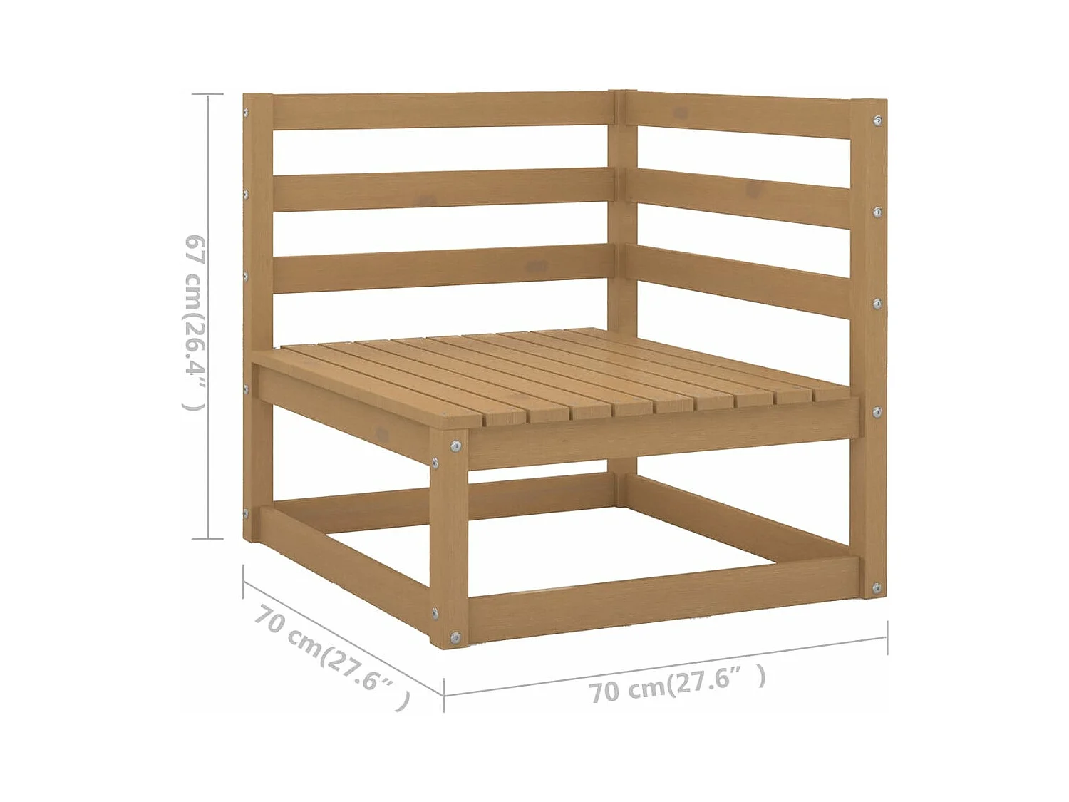 Salon de jardin 9 pcs marron miel bois de pin massif