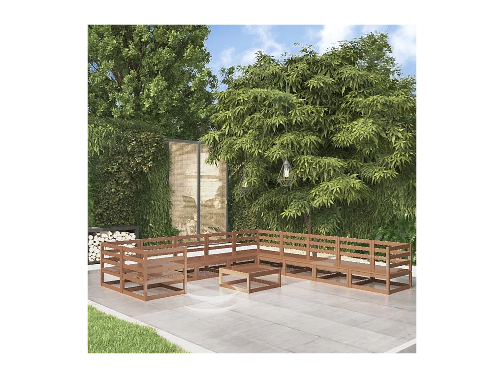 Set Divani da Giardino 11 pz in Legno Massello di Pino