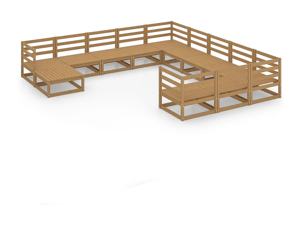 12 pcs conjunto lounge de jardim pinho maciço