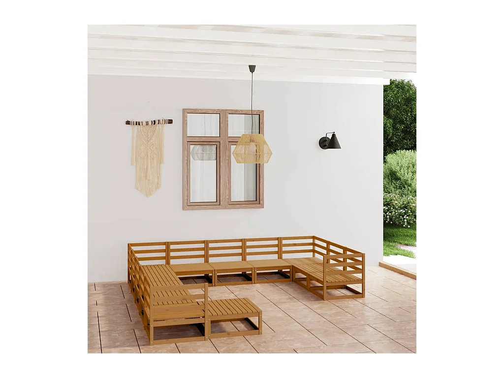 Set Divani da Giardino 12 pz in Legno Massello di Pino