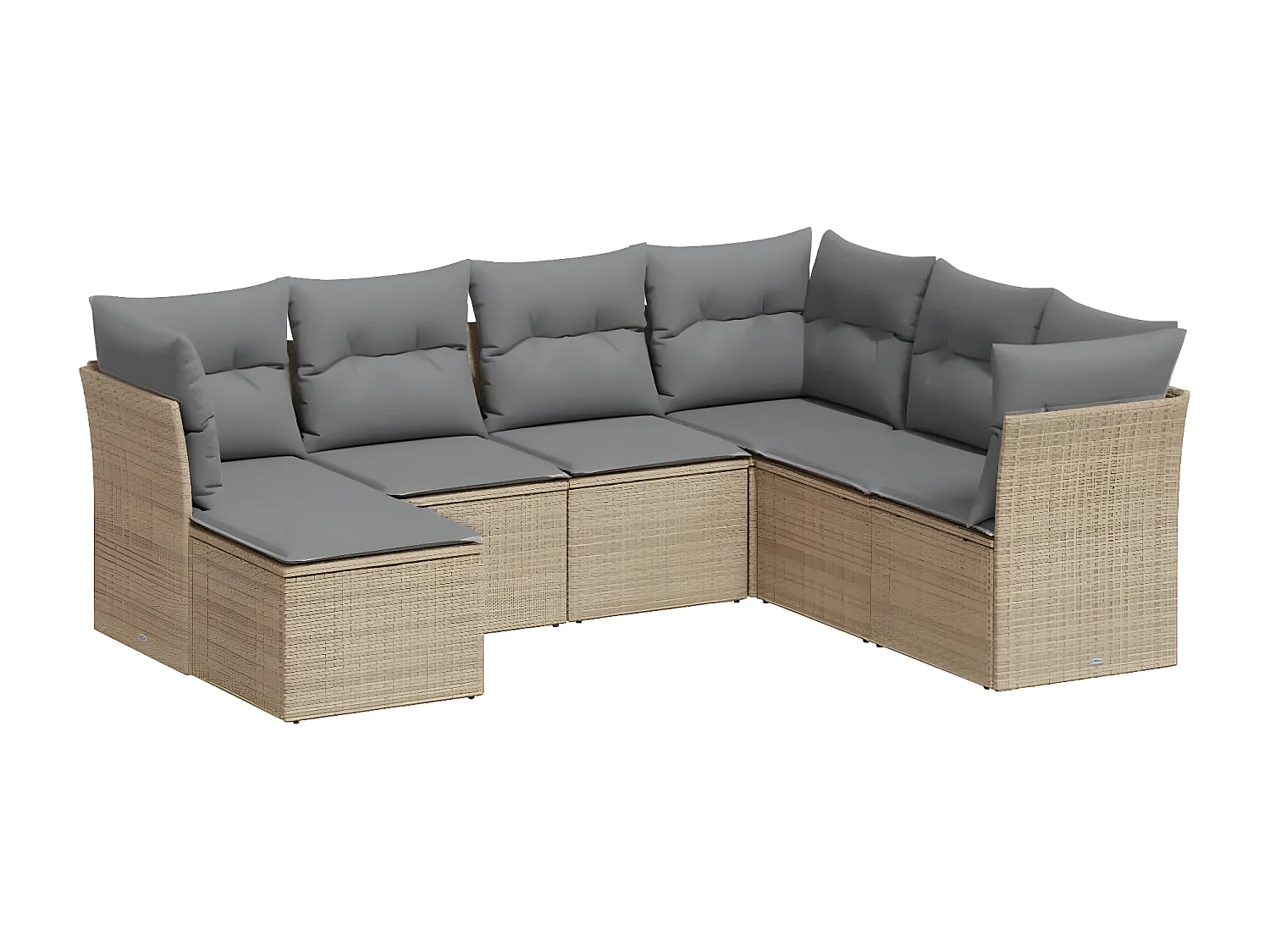 Set Divani da Giardino 7 pz con Cuscini Beige in Polyrattan