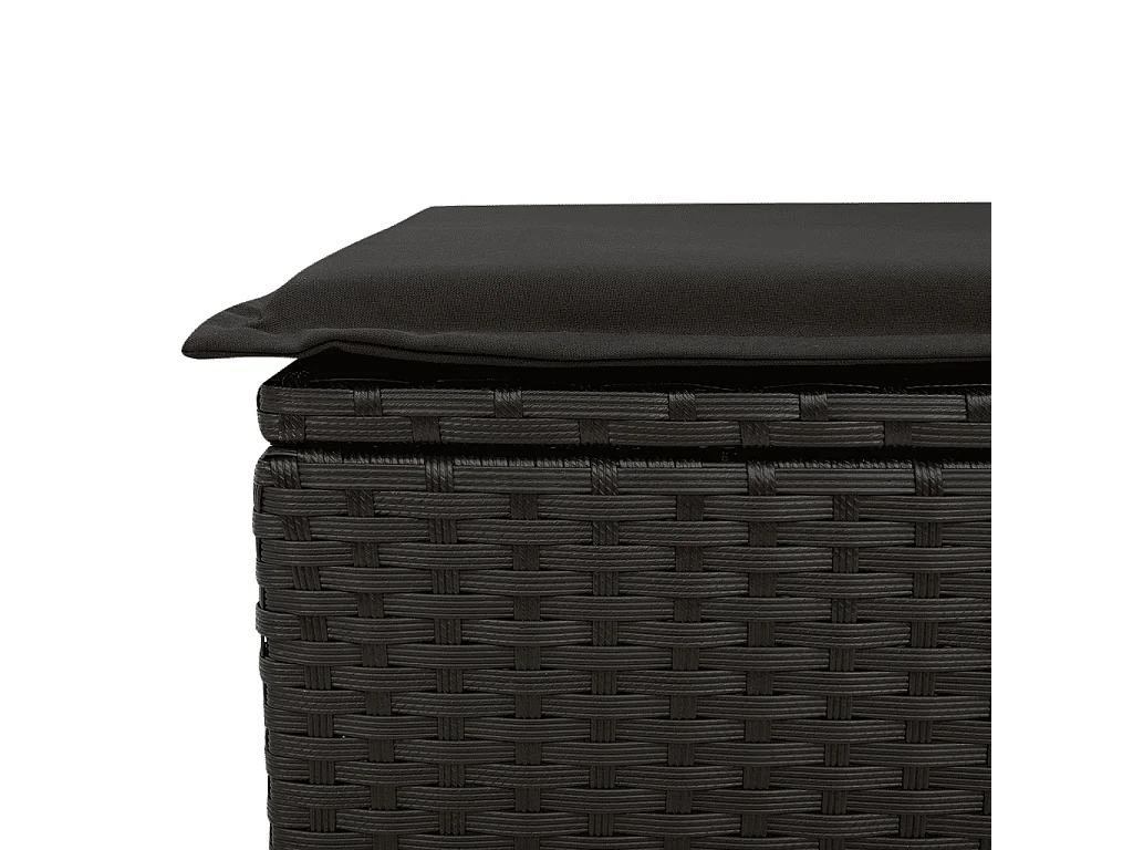 7 pcs conjunto de sofás p/ jardim c/ almofadões vime PE preto