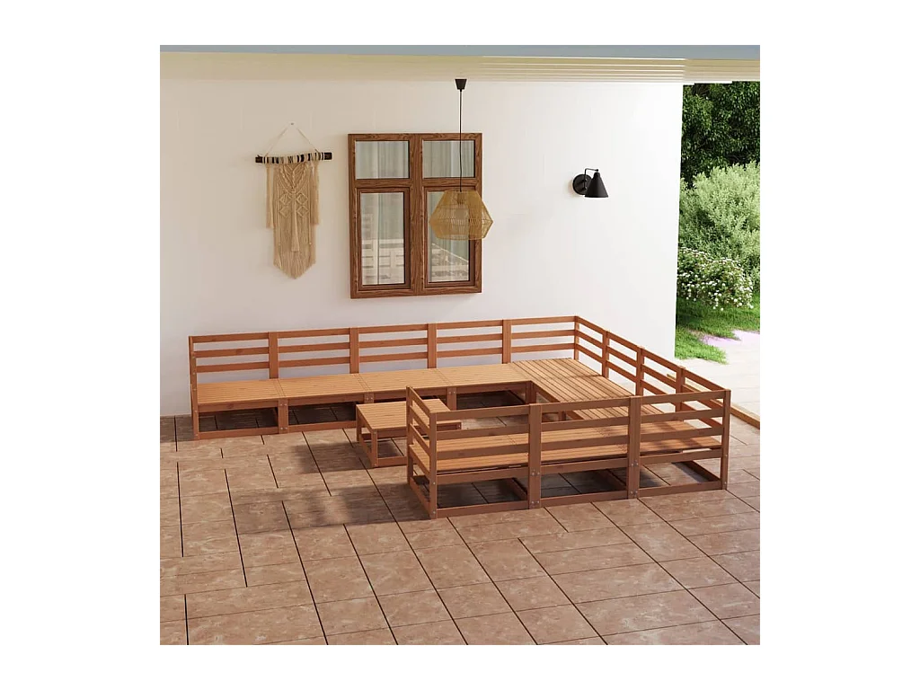 11-delige Loungeset massief grenenhout