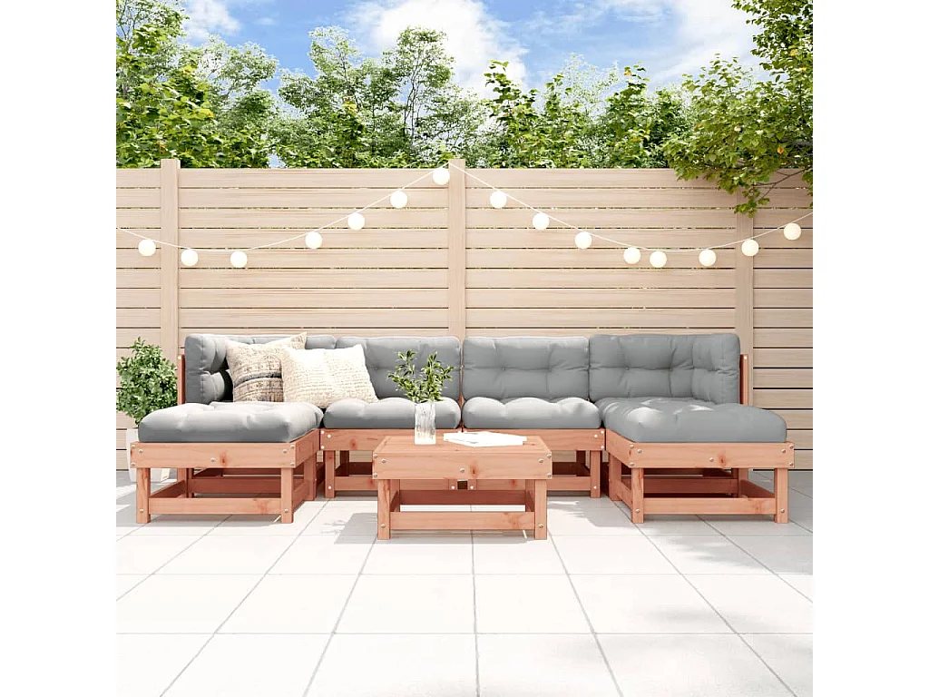 7-tlg. Garten-Lounge-Set Massivholz Douglasie