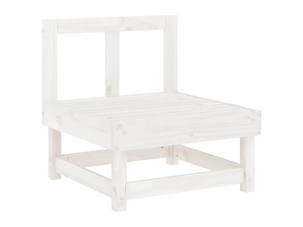 Salon de jardin 5 pcs blanc bois massif de pin