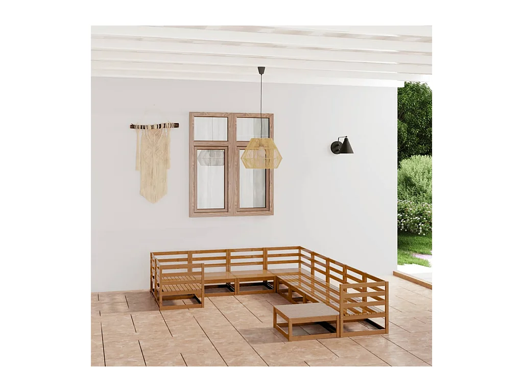 10-delige Loungeset massief grenenhout