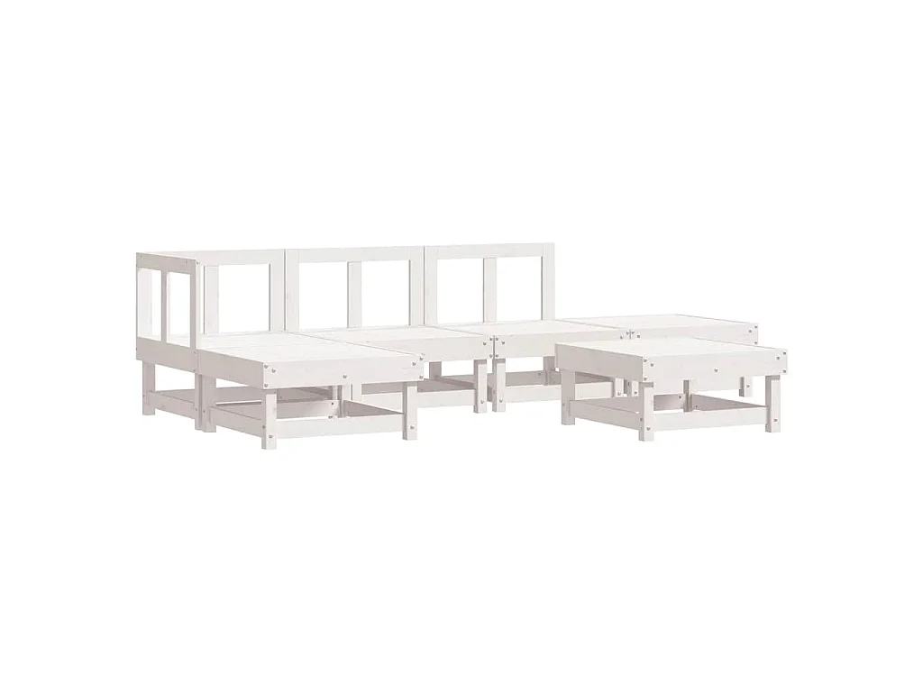 6-delige Loungeset massief grenenhout wit