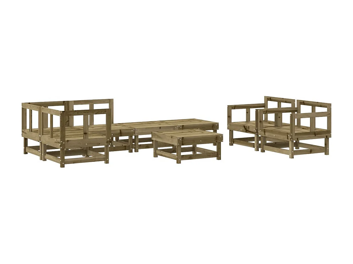 Set Salotto da Giardino 8 pz in Legno Impregnato di Pino