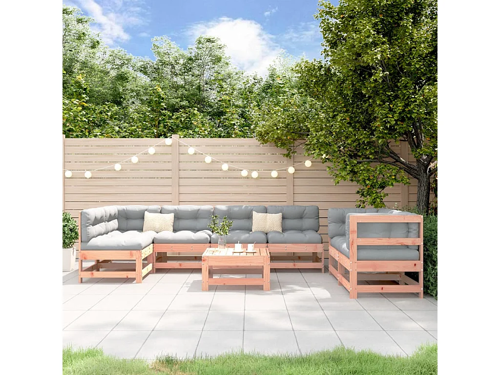8-tlg. Garten-Lounge-Set Massivholz Douglasie