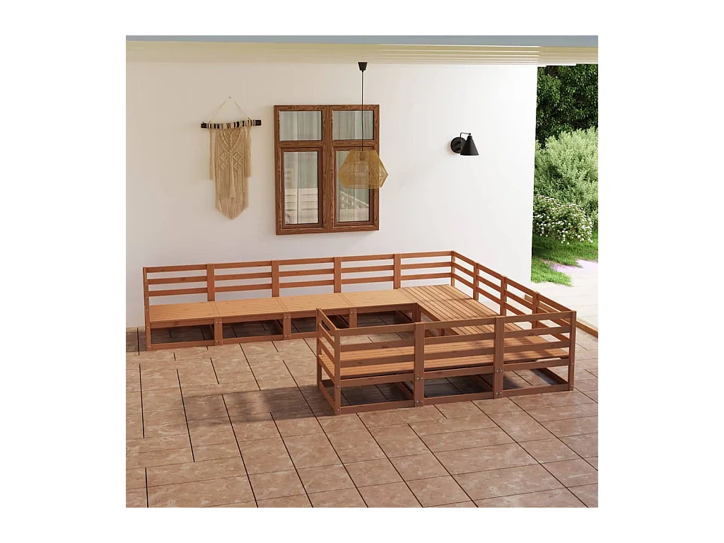 Salon de jardin 10 pcs bois de pin massif