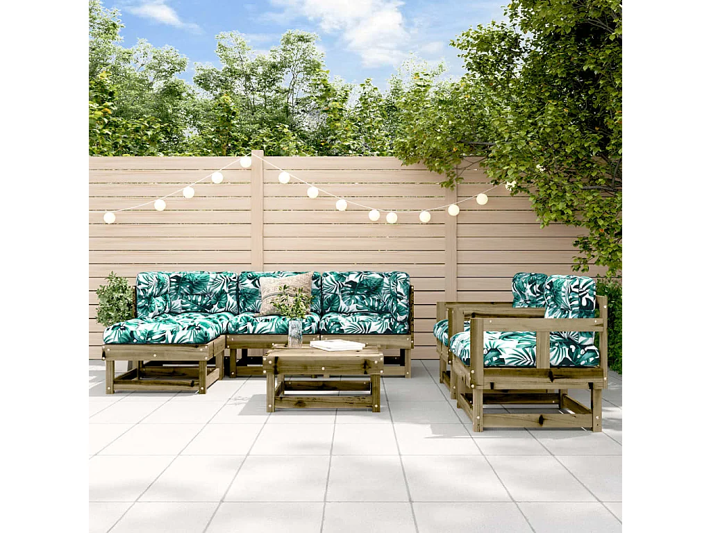 Salon de jardin 7 pcs bois de pin imprégné