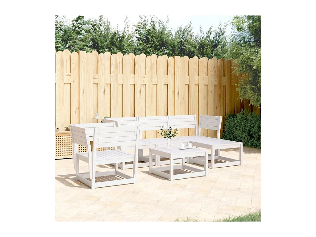 Set Salotto da Giardino 5 pz Bianco in Legno Massello di Pino