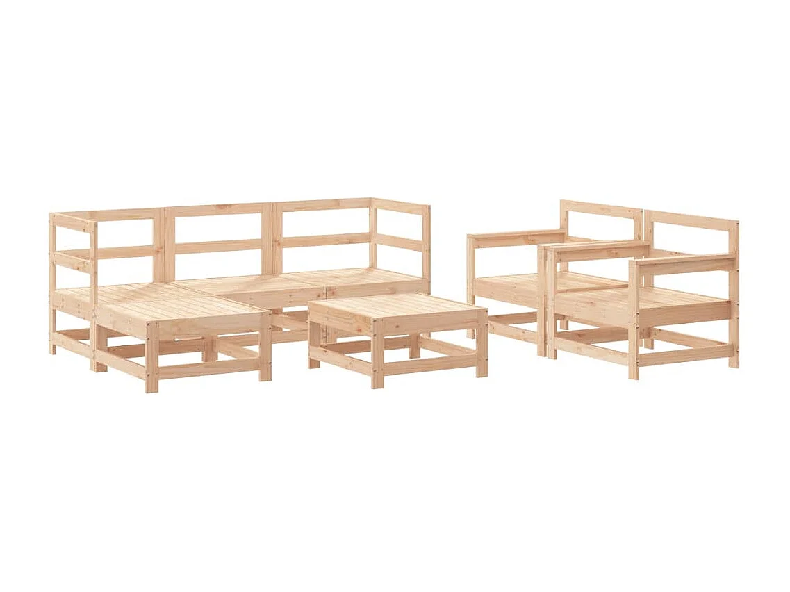 Juego de muebles de jardín 7 piezas madera maciza de pino