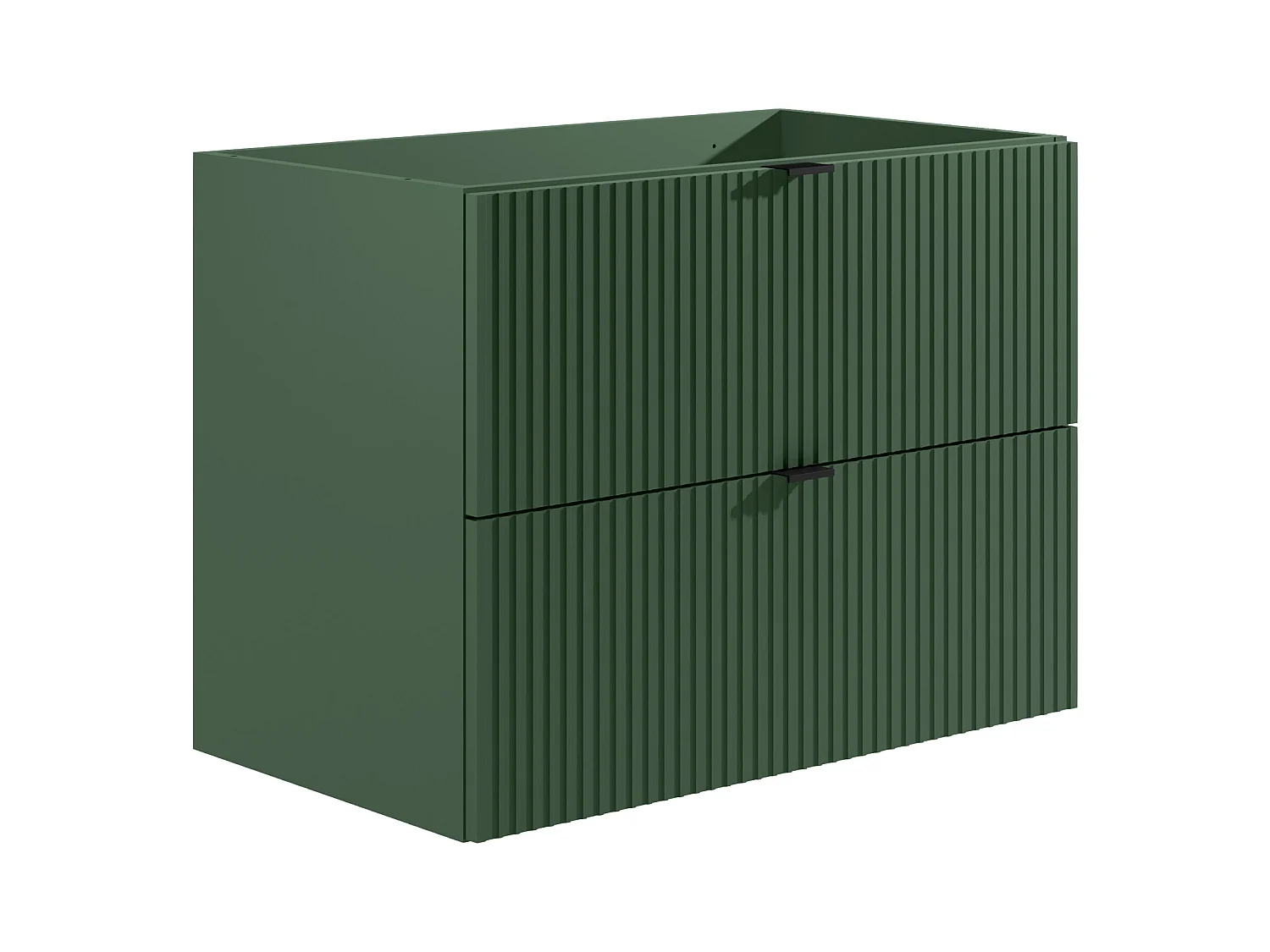 Meuble sous vasque suspendu strié - Vert mat - 80 cm - ZEVINI