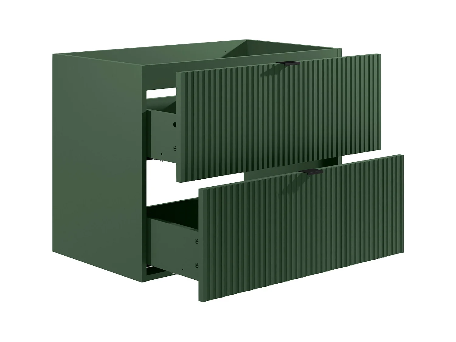 Meuble sous vasque suspendu strié - Vert mat - 80 cm - ZEVINI