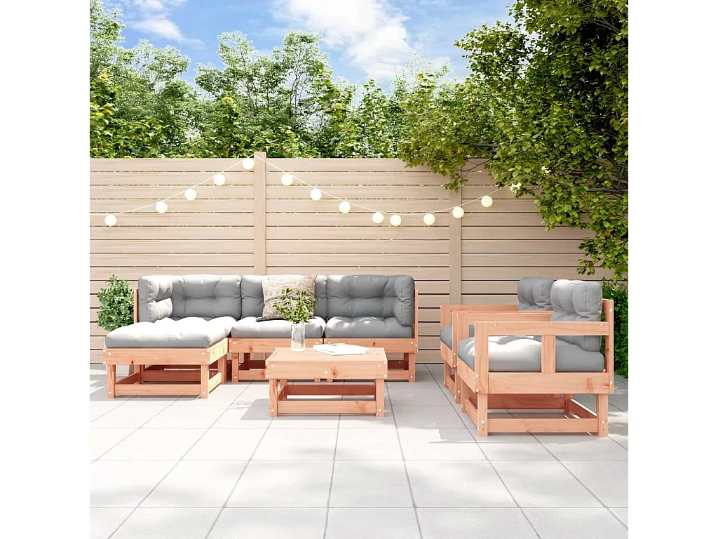 Set Salotto da Giardino 7 pz in Legno Massello di Douglas