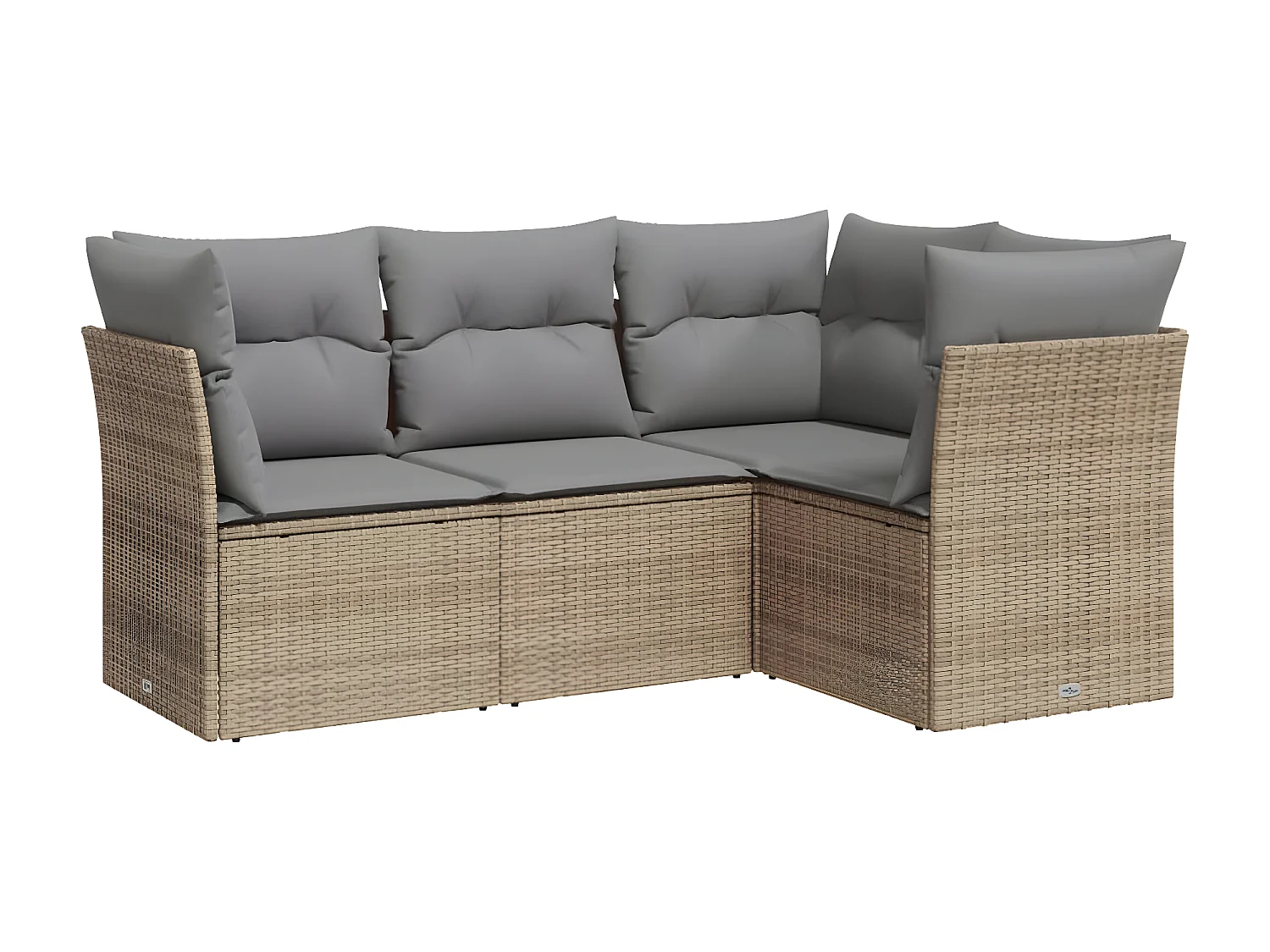 Set Divano da Giardino 4 pz con Cuscini Beige in Polyrattan