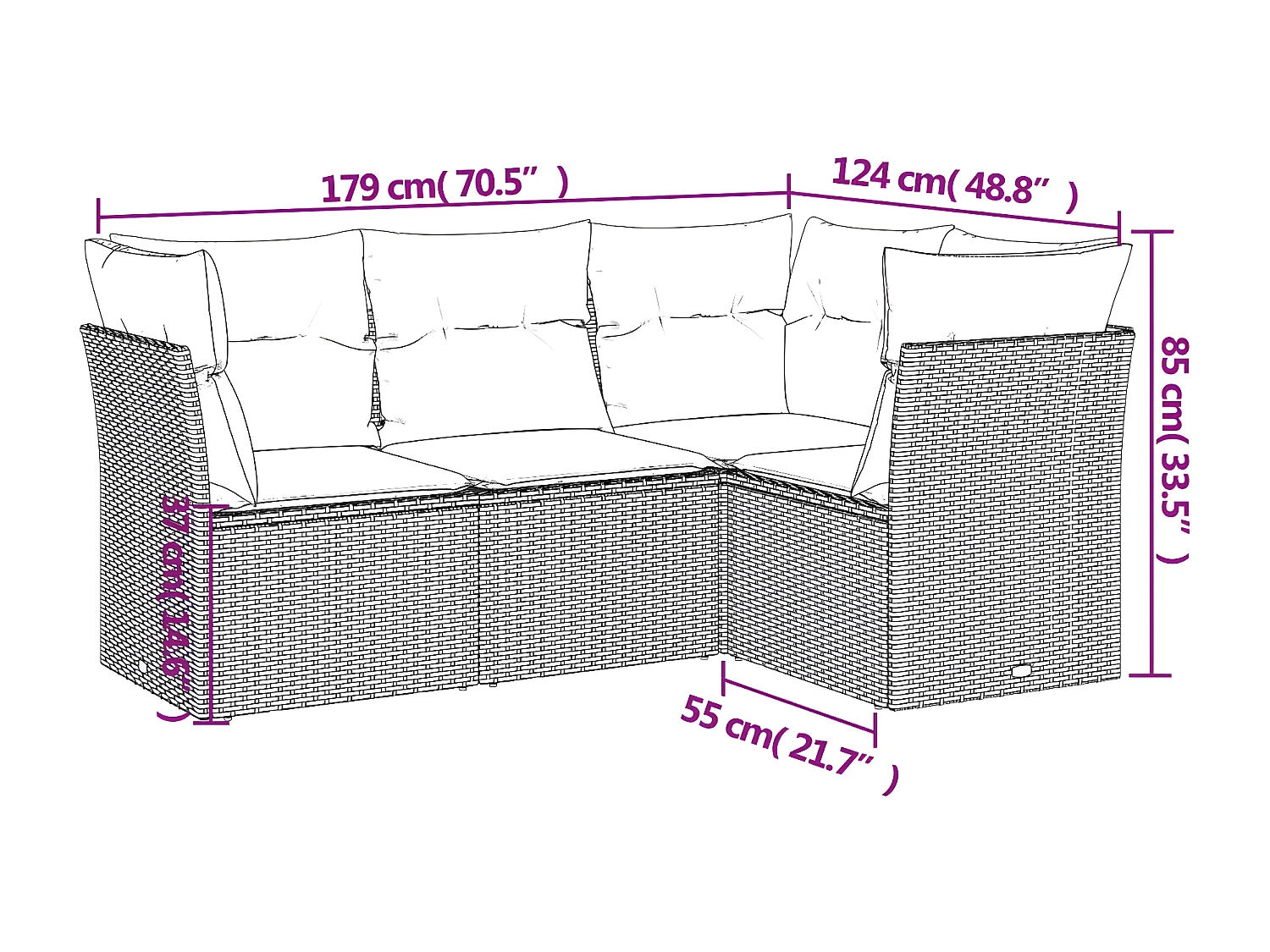 Set Divano da Giardino 4 pz con Cuscini Beige in Polyrattan