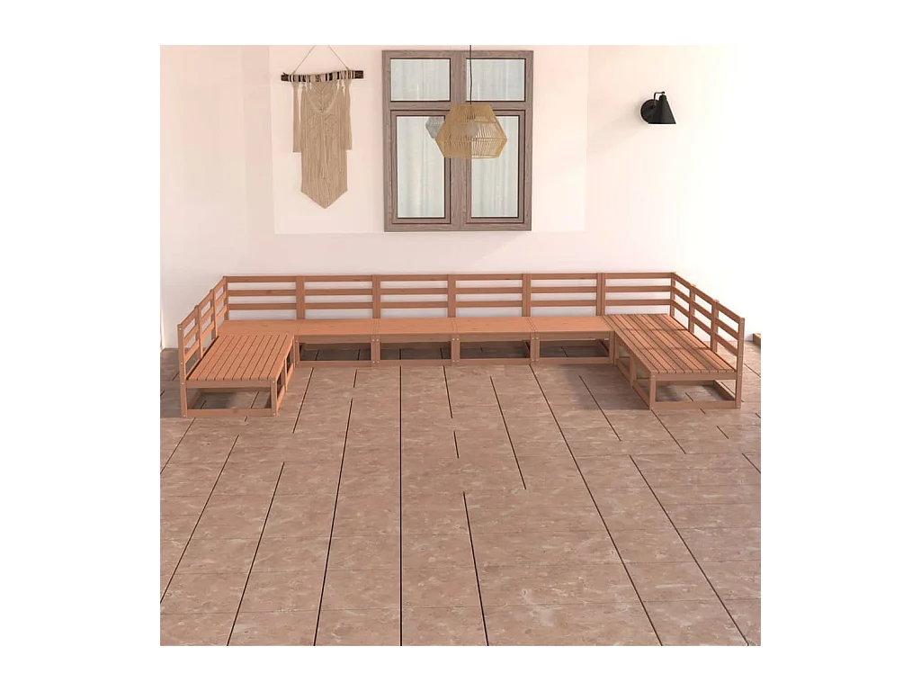 Salon de jardin 10 pcs bois de pin massif
