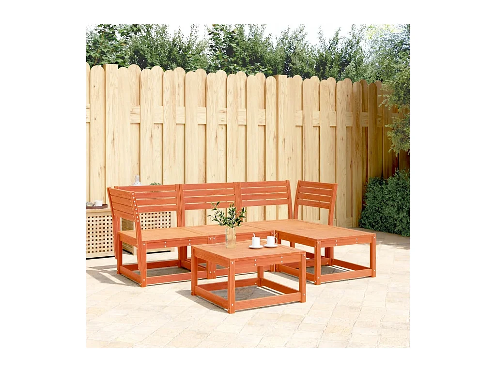 Salon de jardin 4 pcs cire marron bois de pin massif