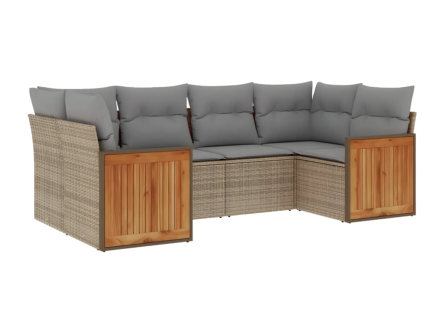 Set Divano da Giardino 6 pz con Cuscini Beige in Polyrattan