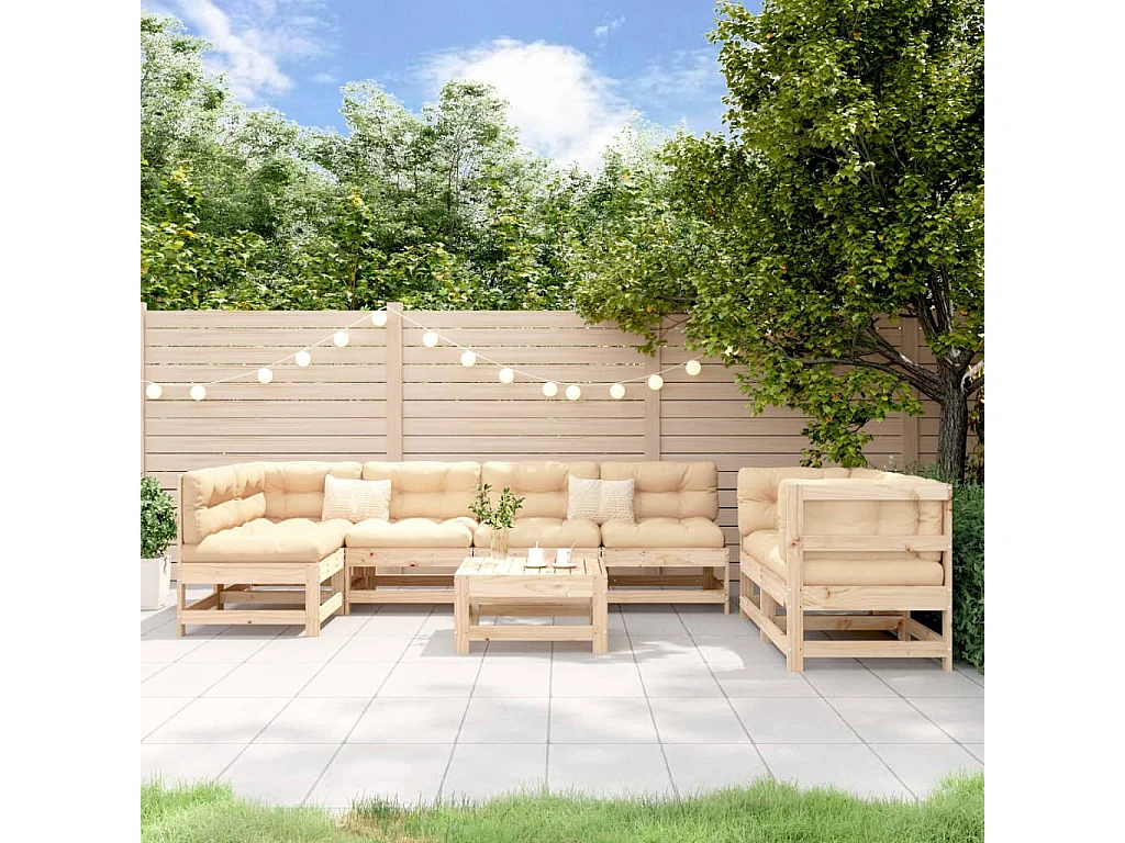 8 pcs conjunto lounge de jardim pinho maciço