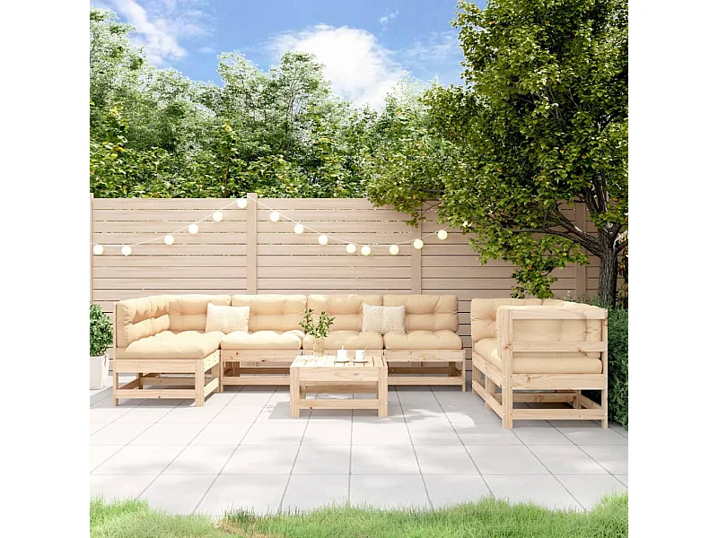 8 pcs conjunto lounge de jardim pinho maciço