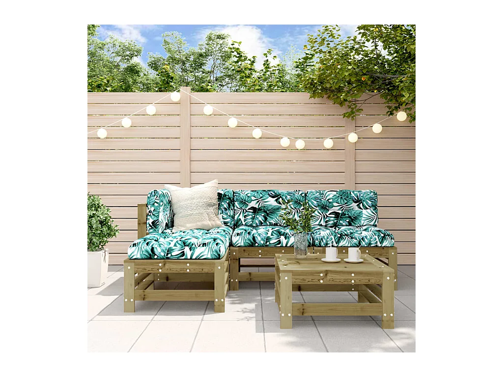 Salon de jardin 5 pcs bois de pin imprégné