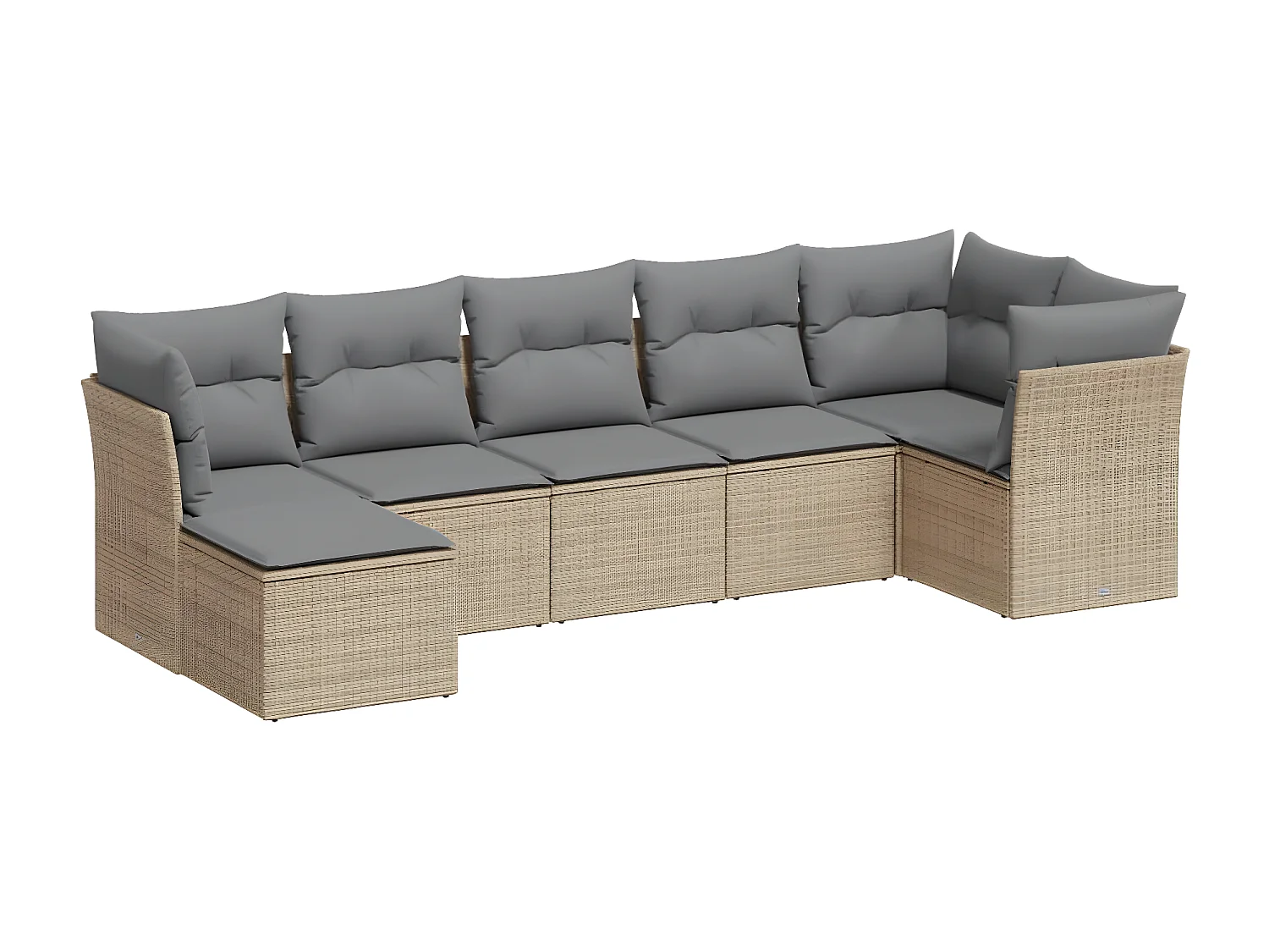 Set Divani da Giardino 7 pz con Cuscini Beige in Polyrattan