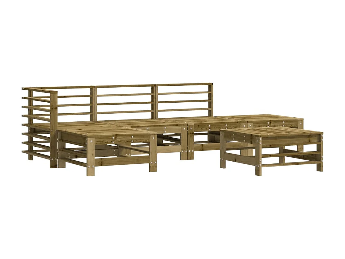 Set Salotto da Giardino 6 pz in Legno Impregnato di Pino