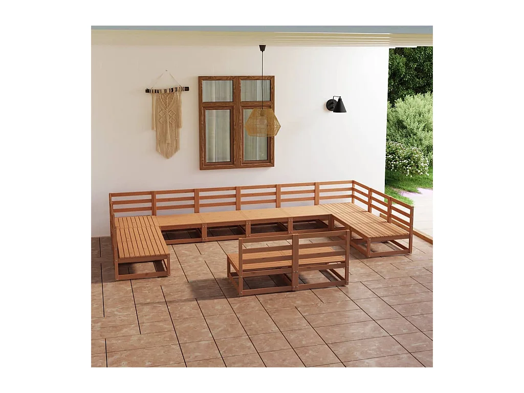 Set Divani da Giardino 12 pz in Legno Massello di Pino