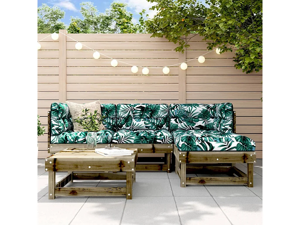 Salon de jardin 5 pcs bois de pin imprégné
