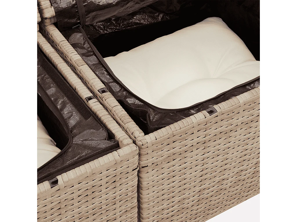 Set Divano da Giardino 5 pz con Cuscini Beige in Polyrattan