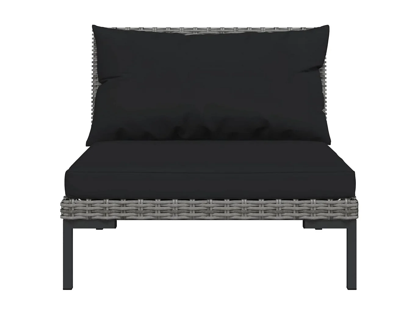 7-tlg. Garten-Lounge-Set mit Kissen Poly Rattan Dunkelgrau