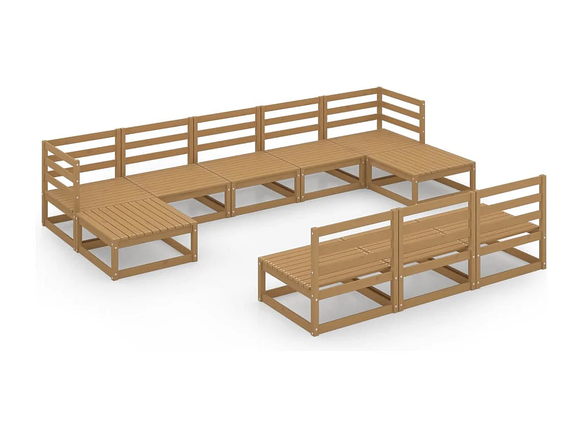 10 pcs conjunto lounge de jardim pinho maciço