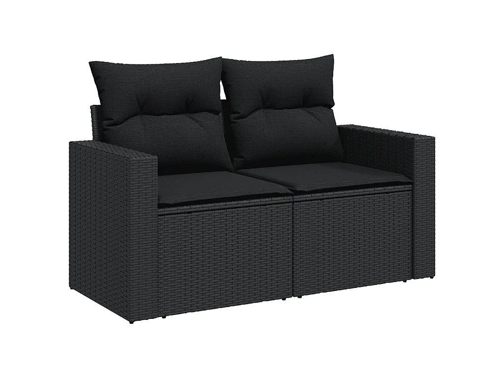 Set Divani da Giardino 11 pz con Cuscini in Polyrattan Nero