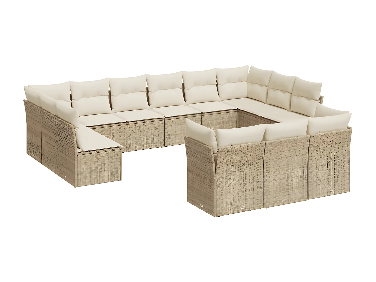 13-tlg. Garten-Sofagarnitur mit Kissen Beige Poly Rattan